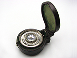 Pocket barometer with thermometer and Singers patent style compass compendium